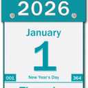 2026 Daily Wall Calendar, Page per Day with Large Print Dates, 365 Day Tear off Wall Calendar for Seniors Gift Home Office School Dorms, 8.5" x 6", Tear Away Calendars with Hanging String, Cyan