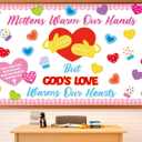 4 x Valentine's Day Religious Bulletin Board Set God's Love Classroom Decorations Valentines Day Religious Bible Paper Cutouts Colorful Mittens Love Heart Bulletin Board for School Church Teacher Supplies