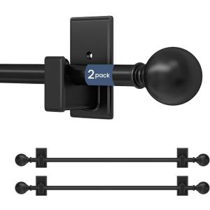 TKZTKZ Black Curtain Rods No Drilling-Adjustable No Drill Curtain Rods for Windows 36-88"with Adhesive Brackets for Bedroom Apartment Renter Friendly,Small French Door Sash Rod Easy Install,2Pack