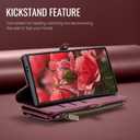 Defencase Compatible with Samsung Galaxy S23 Ultra Case Wallet with RFID Blocking Card Holder for Women, PU Leather Magnetic Snap Flip Zipper Strap Phone Case Fit for Galaxy S23 Ultra 5G, Wine Red