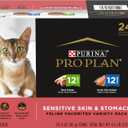Purina Pro Plan Sensitive Skin and Stomach Wet Cat Food Variety Pack, Duck and Artic Char Entrees - (Pack of 24) 3 oz. Cans, BB AUG 2027
