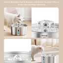Invengo Cat Water Fountain Stainless Steel 3.2L/108oz, Automatic Pet Fountain for Cats & Dogs, Ultra Quiet <25 dB Pump, LED Water Level Window, Easy to Clean
