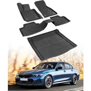 XPE Floor Mats Cargo Liner for BMW 3 Series 330i M340i Sedan 2019-2025/for BMW 330e 2021-2025 All-Weather Protector Heavy Duty Mat for 3 Series 2020 2022 2023 2024 Car Accessories