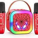LED Karaoke Machine Toy: Mini Microphone for Kids 4 5 6 7 8 9 10 Year Old Boys Girls Toys Birthday Gifts Portable Bluetooth Speaker with 2 Wireless Mics for Adults Boy Girl Ages 3-12