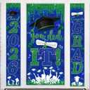 Blue and Green Graduation Decorations Class of 2026 Congrats Grad Banner and You Did It Door Cover for High School College Grad Party Supplies