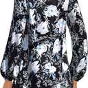 Womens Long Sleeve Shirts Plus Size Tops V Neck Tunic Tops Blouse Dressy Causal T-Shirts Pleated Shirts (Black, S)