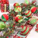 SY Super Bang Red Green Christmas Ball Ornaments, 15PCS Shatterproof Velvet Ornaments Set for Christmas Tree Hanging Decorations, for Holiday Party Xmas Decor - 80MM/3.14".