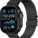 Milanese Mesh Loop Compatible for Apple Watch Band 49mm 46mm 45mm 44mm Men Women, Breathable Replacement Band with Adjustable Parachute-style Buckle for iWatch Ultra 2/Ultra/SE/Series 10/9/8/7/6/5/4 (Black)