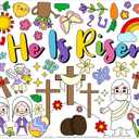Easter He is Risen Giant Coloring Poster for Kids Huge Religious Theme Blank Paper Banner Large Coloring Table Cover for Classroom Home Party DIY Art Craft Activity Supplies Favor 55 x 23.6 in, Onesize