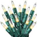 PREXTEX 200 Count Clear Christmas Tree Lights - 40 ft Warm Incandescent String Lights with Green Wire - Indoor and Outdoor Mini Light for Christmas, Holiday Decorations, Trees, Fences, Patios and More