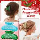 4 Pcs Christmas Hair Claw Clips for Women Girls Green Gold Hair Clips Cute Rhinestone Red Blue Banana Clamp for Christmas Women Accessories
