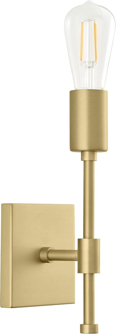 Linea di Liara Berbella Gold Wall Sconce Light Fixture Modern Sconce Wall Lighting Bathroom Wall Sconces Hallway Light Fixtures Wall Lamp for Bedroom, LED Bulb Included, UL Listed (Single, Satin Brass)