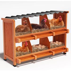 Chicken Nesting Boxes,6 Compartments Wooden Nesting Boxes for Chickens,Laying Nest Boxes for Hens Ducks Poultry Protect Eggs Chicken Coops Easy Egg Collection (6 BOXS)