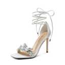 DREAM PAIRS Lace Up High Heels Stilletos Heels for Women Strappy Gladiator Open Square Toe Fashion Dressy Wedding Bridal Pumps Sandals, Size 9.5