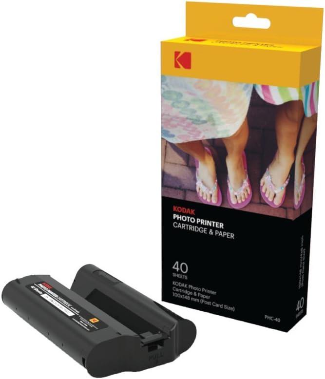 KODAK Dock Plus & Dock Photo Printer Cartridge PHC-40  Cartridge Refill & Photo Paper - 40 Pack,Black