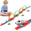 360-degree Thrilling Loop Track Includes Four Loops and three1:64 Scale Toy Cars for Easy Storage. It's Perfect for Boys Aged 3-7 and Makes a Great Gift for Birthdays, Halloween, and Christmas