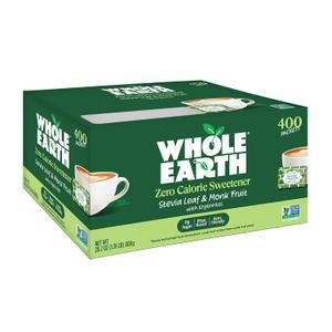 Whole Earth Sweetener Co. Stevia & Monk Fruit Sweetener, Erythritol Sweetener, Stevia Packets, Sugar Substitute, Natural Sweetener, 400 Count, Best By: 09/08/26