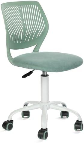 FurnitureR Writing Task Chair for Teens Boys Girls 360 Rolling Wheels Fabric Soft Pad Seat Breathable Backrest, Height Adjustable Liftup 29.5"-34.3", Morandi Aqua