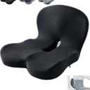 Ergonomic Orthopedic Cushion for Tailbone Pain Relief, with Memory Foam, Car Seat Cushion with Waist Support, Non-Slip, Breathable, Washable Cover (Black)