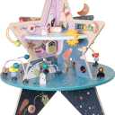 Manhattan Toy Double-Decker Celestial Star Explorer Wooden Activity Center with Shape Gliders, Spinners, Bead Runs and Alluring Artwork