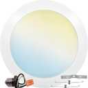 LUXRITE 8 Inch LED Disk Lights, 27W, 5CCT Selectable 2700K- 5000K, Flush Mount Recessed Retrofit Ceiling Light, 2000LM, Dimmable, J-Box or 6" Can Install, 9.4" Face Diameter, Energy Star, ETL