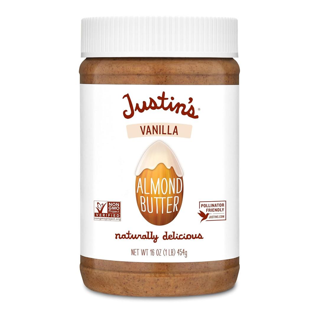 Justin's Vanilla Almond Butter, Gluten-free, Non-GMO, Vegan, Sustainably Sourced, 16 Ounce Jar