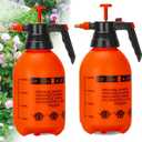 MRPAPA Handheld Pump Sprayer, Garden Pressure Water Spray Bottle with Adjustable Brass Nozzle for Plants (2L Orange-2PCS)