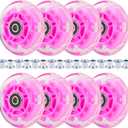 8pcs Inline Skate Wheels Led Light-Up Wheels 64/70/72/76/80mm w/Bushings 85-88A for Kids and Youth Beginners Children's Inline Skates Indoor/Outdoor Use (Pink, 76mm)