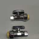 2pcs Stop Valves, 1/2" 3/8" Straight Stop Valve, 1/2" PTC Input, 3/8" OD Compression Output, Push to Connect, 1/4 Turn, Chrome Plated Brass for Faucet, No Lead