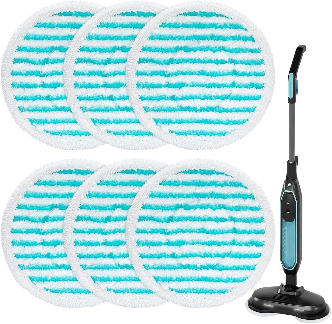 iSingo 6 Pack Mop Pads Replacement Compatible with Pursteam ScrubMaster Steam Mop Cleaner, Washable & Resuable Microfiber Mop Head Refills
