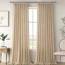 Joywell Extra Long 120 Inch Linen Curtains for Living Room 2 Panels Natural Linen Blend Semi Sheer Window Curtain Drapes Ceiling to Floor Large Window Treatment Pinch Pleated Back Tab 10 FT 120 Long