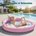 JOSEN Pool Floats Adult, Inflatable Tanning Pool - Extra Large Pool Floats for Adults Heavy Duty, Round Pool Rafts, River Lake Floaties Water Floats with Cup Holders (Pink White)