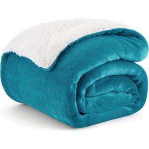 Bedsure GentleSoft Sherpa Fleece Throw Blanket for Couch, Non-Heated, Thick and Warm Throw for Women and Men, Soft Fuzzy Plush Blanket for Winter, Teal, 50x60 Inches