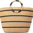 Beach Bags for Women Straw Tote Bag Summer Beach Bag Large Woven Straw Tote for Vacation Holiday (Brown)