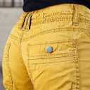 Flamingals Low Waist Shorts for Women Casual Chic Drawstring Dual Button Stitch Detail Shorts Yellow L