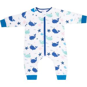 Baby Sleep Suit 1.0TOG Long Sleeve Wearable Blanket with Legs, Soft Sleeping Bag with Feet newborn to 24 Months (Medium, Bluedolphin)