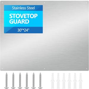 30" x 24" Thicken Heavy Range Hoods Stainless Steel Backsplash,Panel Splatter Guard for Stovetop,6 Pre Drilled Holes for Easy Installation,Keep the Walls Clean, Bright and Beautiful (30" x 24")
