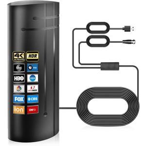 2026 Upgraded 3600+ Miles Range TV Antenna Indoor Outdoor, Amplified Digital TV Antenna for SmartTV and All OlderTV - 36ft HD Cable - 300+ Channels - Support 4K 8K 1080p and Other Resolutions (Black)