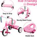 Liberry Toddler Tricycle Age 2 3 4 Years Old, Kids Trike with Bell, Back Basket and Removable Pedal, 3 Wheel Bike Birthday Toys Gift for Girls Boys, Pink, Large