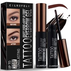 Cilrofelr Tattoo Peel Off Eyebrow Gel, Easy Tattoo Brow Peel Off Gel, Last Up to 3 Days, Waterproof, Transfer-proof, For Fuller & Defined Looking Brows, Warm Brown (2 Pack)