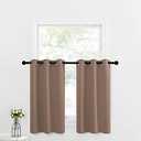 NICETOWN Blackout Curtains Tiers for Nursery - Thermal Insulated Light Reducing Drapes for Half Window for French Door Window Thanksgiving Gift (1 Pair, 29W by 36L with 1.2 inches Header, Cappuccino)