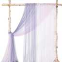 Ling's Moment Wedding Arch Draping Fabric 3 Panels 20Ft Chiffon Fabric,Sheer Draping Fabic for Wedding Arrangement Ceremony Reception Backdrop Party Swag Home Decor (Sage Purple & Provence)