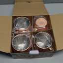 Moscow Mule Mugs Set of 4, 16 OZ Hammered Copper Cups with 304 Stainless Steel Lining and Gold Brass Handles, for Cold Drinks, Beer, Wine, Bars, Parties