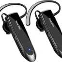 [2 Pack] Bluetooth Earpiece Wireless Handsfree Headset V5.0 24 Hrs Driving with Mic 60 Days Standby Bluetooth Headset for iPhone Android Samsung Driver (Black)