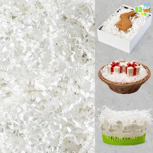 JOYIN 2 LB Easter Gift Wrap Crinkle Filler Paper, White Paper Grass, 32oz Shred Raffia Crinkle Cut for Wedding Basket Stuffer Filler, Anniversaries Birthday Party Bag Decor Favors