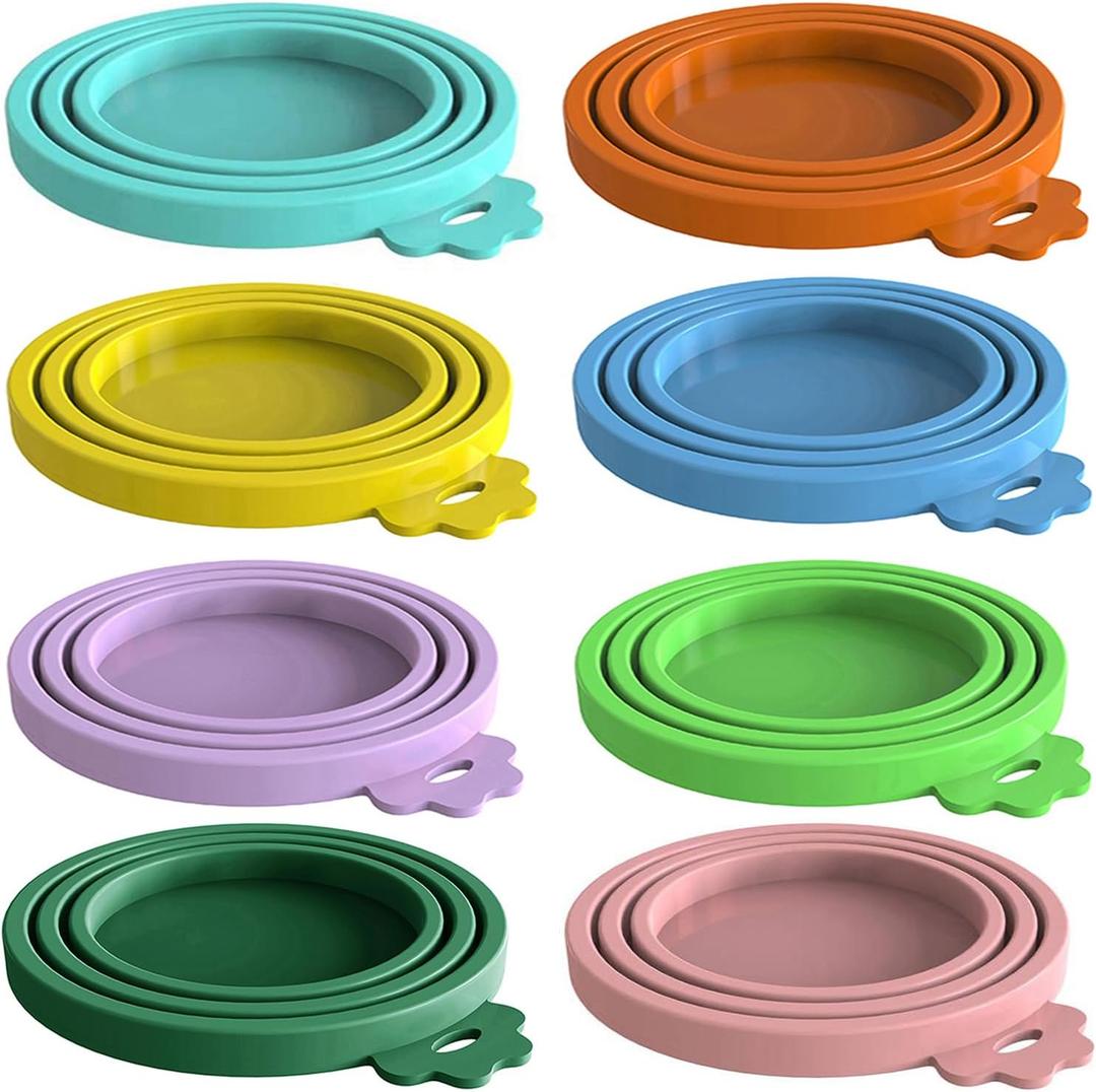 8 pack Silicone Pet Food Can Lids for 3 Standard Size Food Cans for Pet Food Cans or Canned Goods, Multicolor