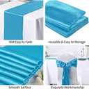SiinvdaBZX 4 Pcs Teal Blue Satin Table Runner 12 x 108 inches Long, Bright Smooth Satin Wedding Table Runner Decorations for Birthday Parties, Buffet, Banquets, Graduations, Engagements