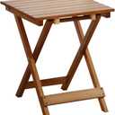 Outdoor Small Table Square Folding Wooden Patio Side Table Furniture Table for Adirondack Chair, Balcony, Porch, No Assembly Required, Brown