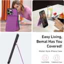 Bemal for iPhone 13 Pro Max Wallet Case, Built-in Card Holder, RFID Blocking, PU Leather Kickstand, Magnetic Closure, Durable Shockproof Phone Cover for Women and Men, Violet