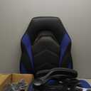 DUMOS Ergonomic Computer Gaming Chair - Home Office Desk with PU Leather Lumbar Support, Height Adjustable Big and Tall Video Game with Flip-up Armrest, Swivel Wheels for Adults and Teens (Blue)